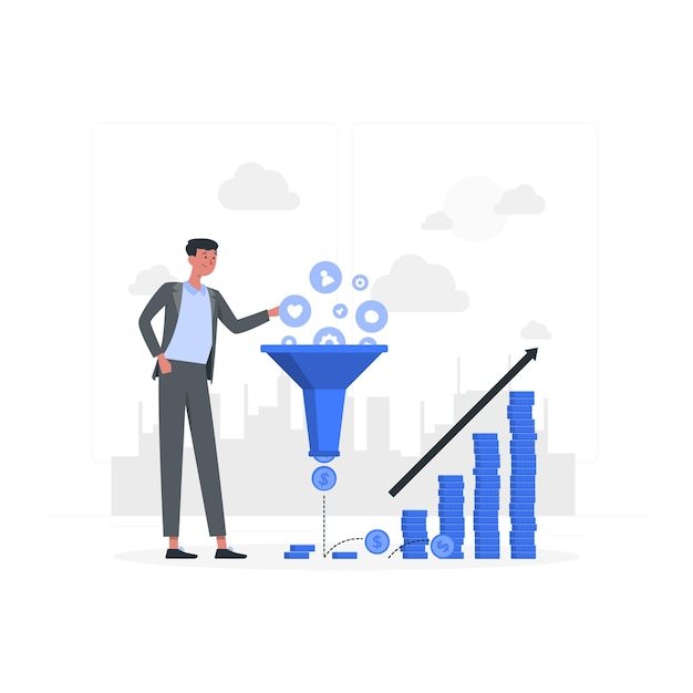 Optimierung der Umrechnungsrate Semi-Flat Illustrationen Vektor