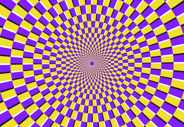Vektor optische spiralillusion. magisches psychedelisches muster, wirbelillusionen und hypnotische abstrakte hintergrundvektorillustration