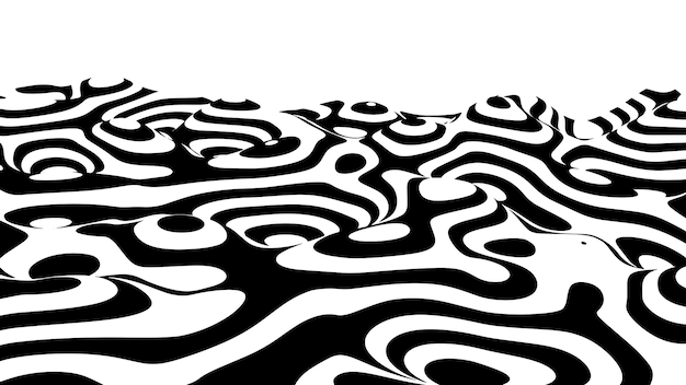 Optische Welle Dynamische verzerrte Welle Marmor abstrakter Hintergrund Verzerrte schwarze Linien Aquarellmuster Vektorillustration