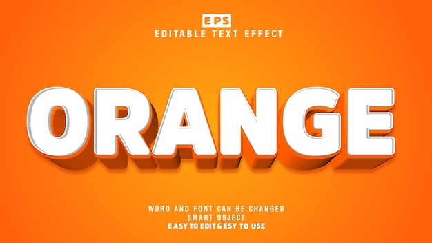 Orange 3d bearbeitbarer Texteffekt-Vektor mit Hintergrund