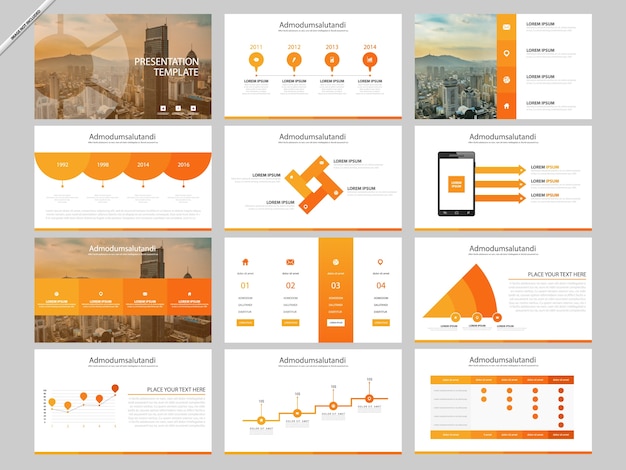 Vektor orange abstrakte präsentationsschablonen infographic