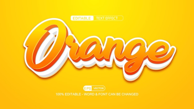 Orange bearbeitbarer texteffekt-vektor mit nettem hintergrund