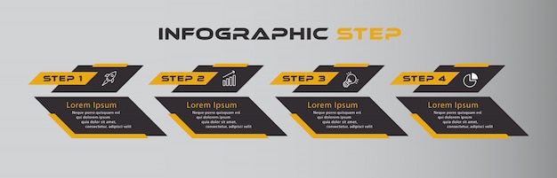 Vektor orange black dark infografik mit vier schritten