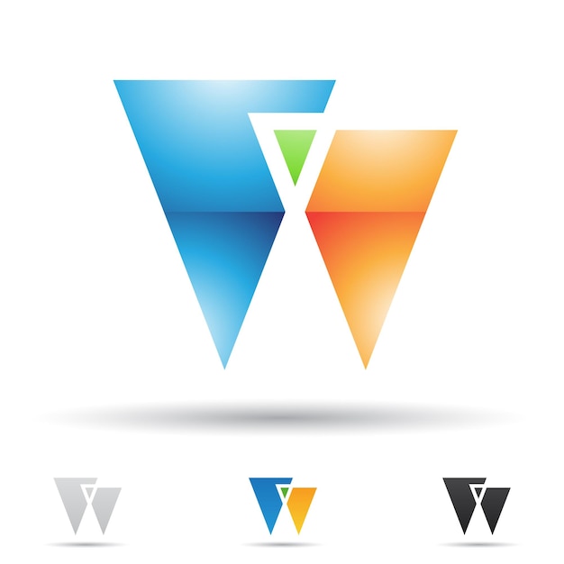 Vektor orange blau und grün glänzend abstraktes logo-symbol des buchstabens w mit dreiecken