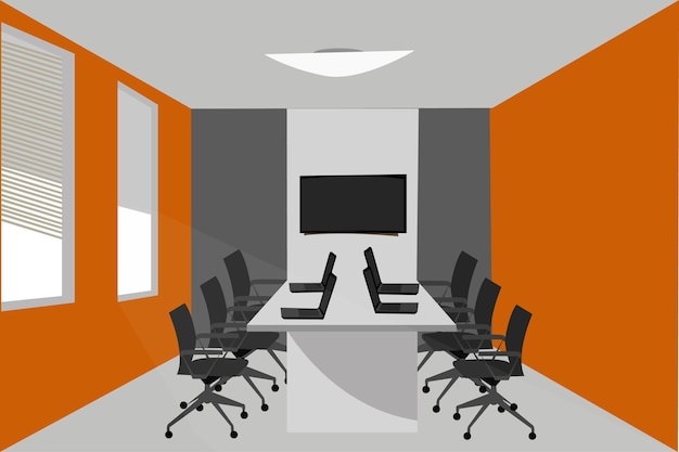 Orange Büro-Vektor-Illustration bearbeitbar Unternehmen Arbeit und Beschäftigung