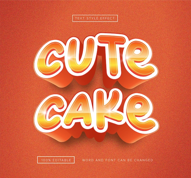 Vektor orange cute cake bearbeitbarer texteffekt