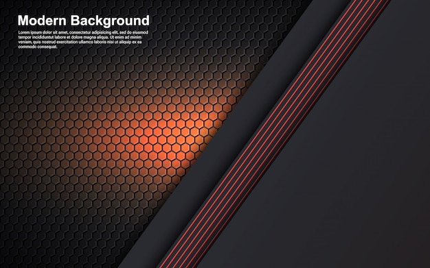 Orange Dimension des abstrakten Hintergrunds auf modernem schwarzem Design