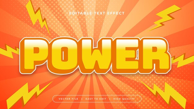 Orange-Gelb-Weiß-Power 3D-Editierbare Text-Effekt-Schriftart