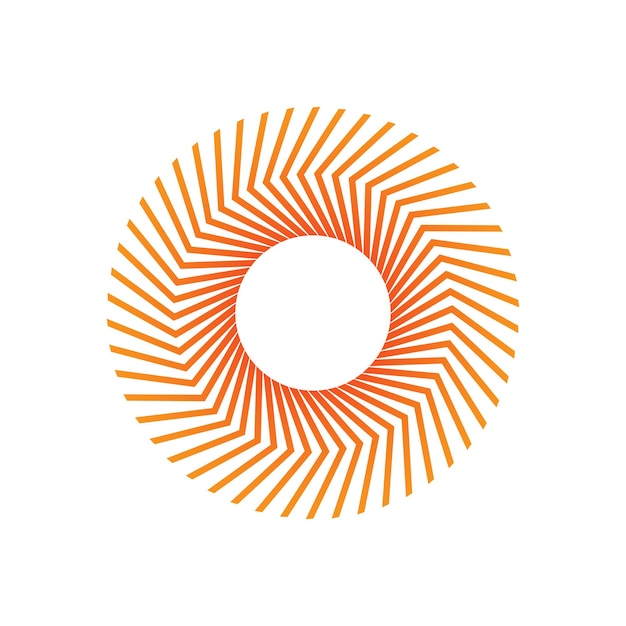Orange geschwungene Linien gestreifter Kreis-Logo-Symbolvektor.