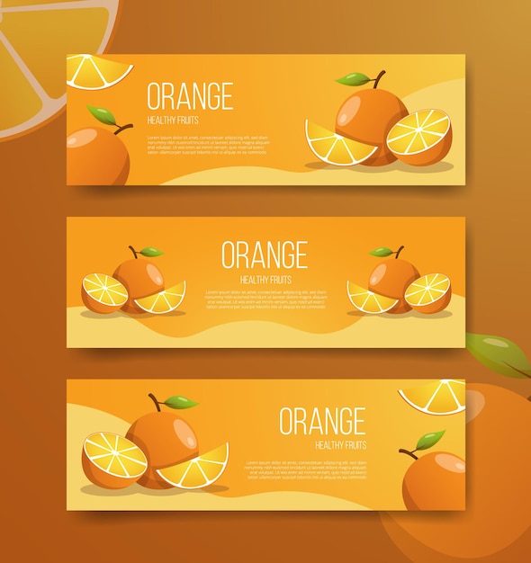 Vektor orange gesunde früchte für schablonenbanner