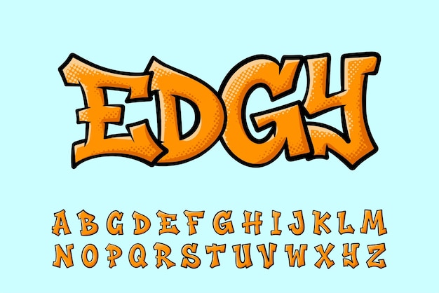Orange Graffiti Schriftart Fettfarbe Straßenkunst Typographie