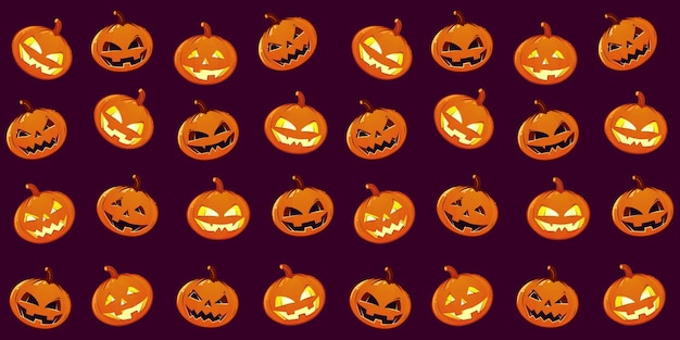 Orange kürbis mit lächeln für ihr design für den urlaub halloween nahtlose muster