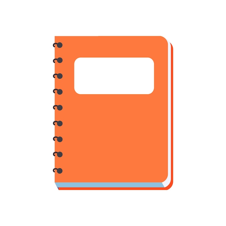 Vektor orange notizbuch mit ringen notizbuch-vektorillustration lokalisiert auf weißem hintergrund