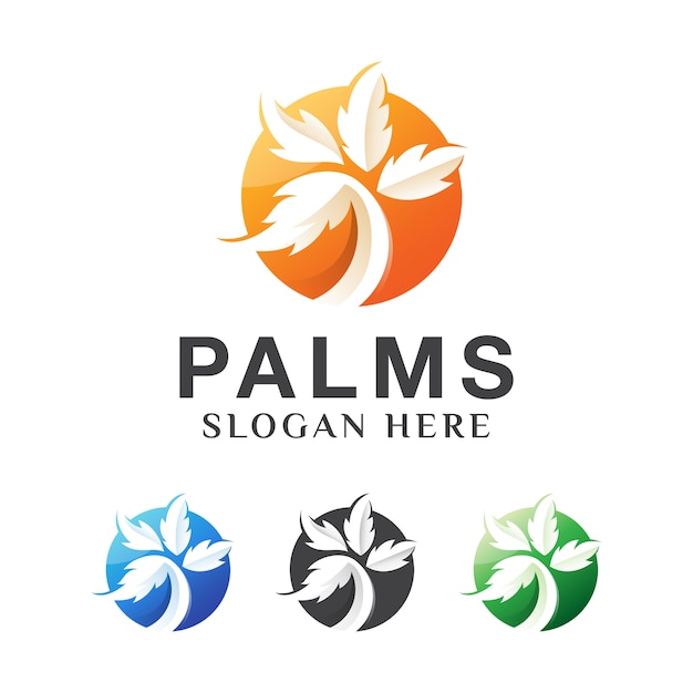 Orange palme im strand sommer logo design