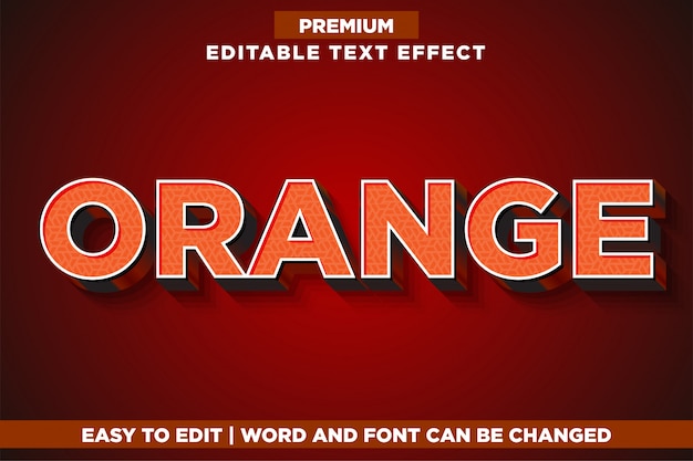 Vektor orange, premium editable text effect schriftstil