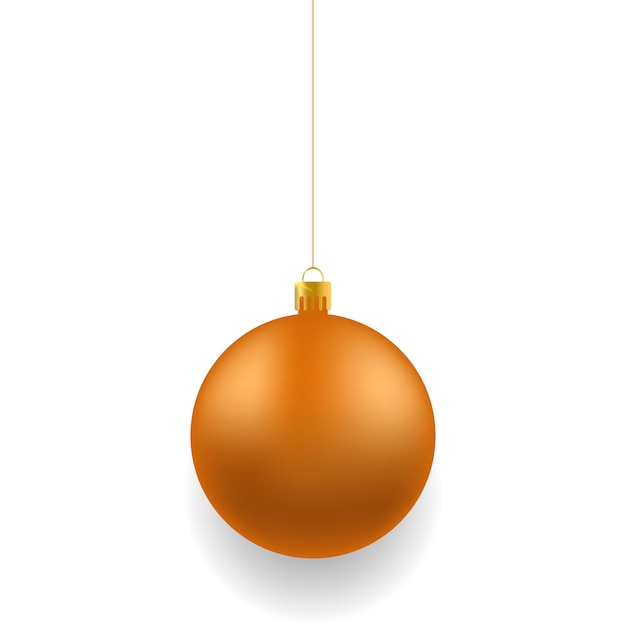 Vektor orange realistische weihnachtskugel auf weißem hintergrund xmas glaskugel auf weiße vorlage urlaub dekoration vorlage vektor-illustration