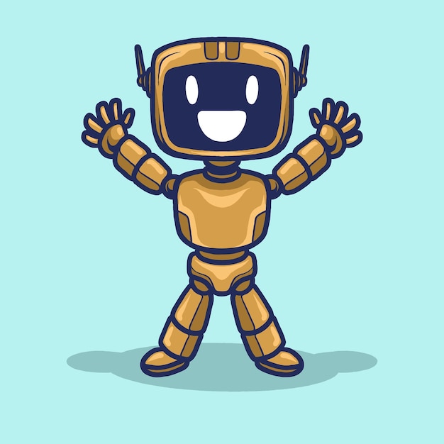 Orange Robot mit Cyan-Hintergrund-Logo-Design-Vektor