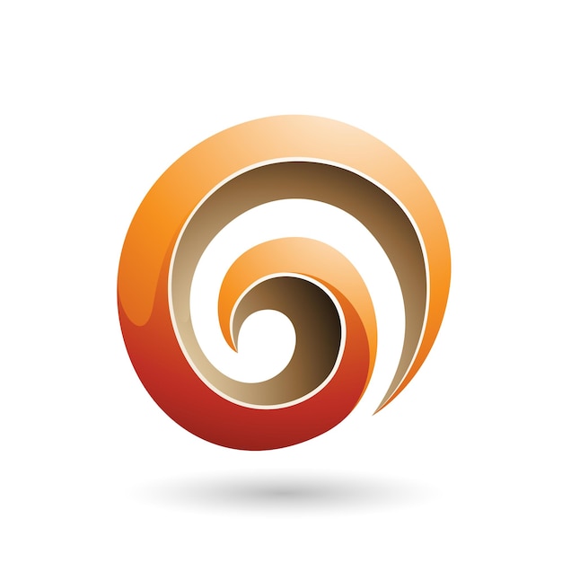 Orange und beige 3D-glänzende Wirbelform-Vektorillustration