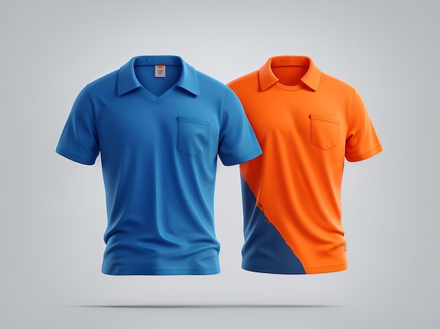 Vektor orange und blaues hemd-mockup-konzept mit einfacher kleidung