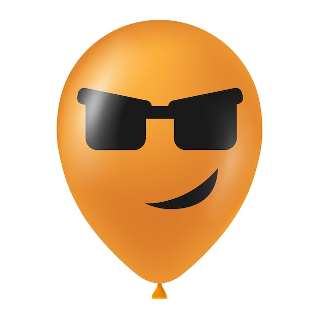 Orangefarbene ballonillustration zu halloween mit gruseligem und lustigem gesicht