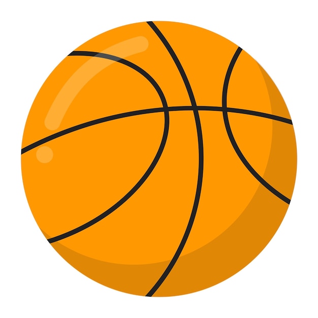 Vektor orangefarbener basketballball im flachen design, symbol, zeichen, vektorillustration, isoliert auf weißem hintergrund