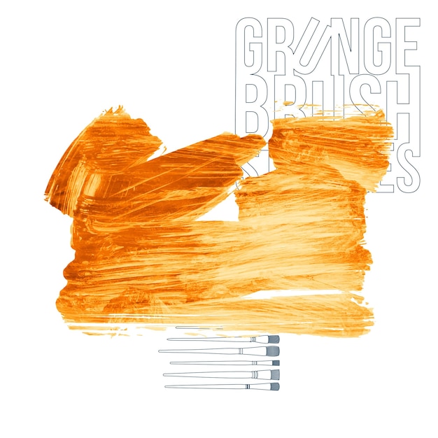 Orangefarbener Pinselstrich und Textur Grunge Vektor abstraktes handgemaltes Element
