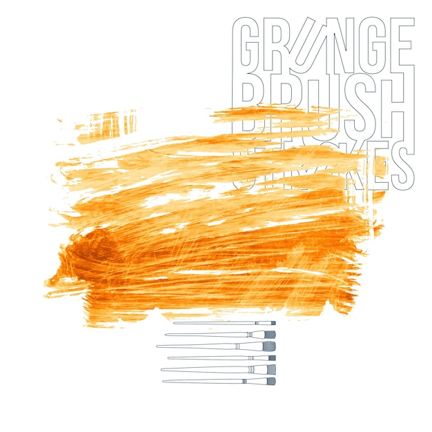 Orangefarbener Pinselstrich und Textur Grunge Vektor abstraktes handgemaltes Element