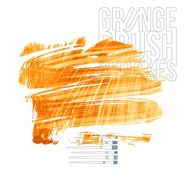 Orangefarbener Pinselstrich und Textur Grunge Vektor abstraktes handgemaltes Element