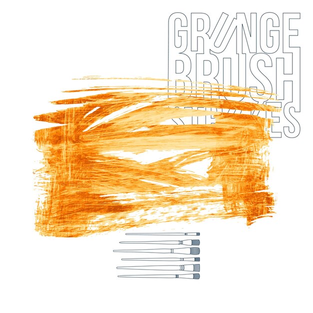 Orangefarbener Pinselstrich und Textur Grunge Vektor abstraktes handgemaltes Element