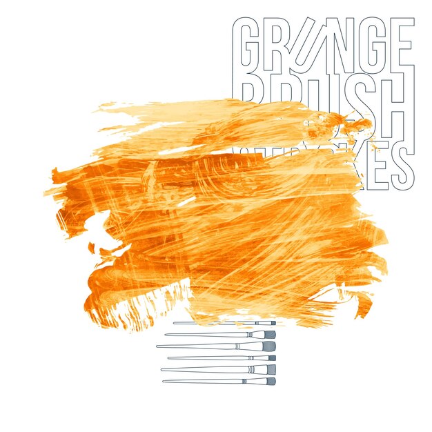 Orangefarbener Pinselstrich und Textur Grunge Vektor abstraktes handgemaltes Element