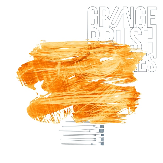 Orangefarbener Pinselstrich und Textur Grunge Vektor abstraktes handgemaltes Element