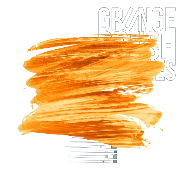 Orangefarbener Pinselstrich und Textur Grunge Vektor abstraktes handgemaltes Element
