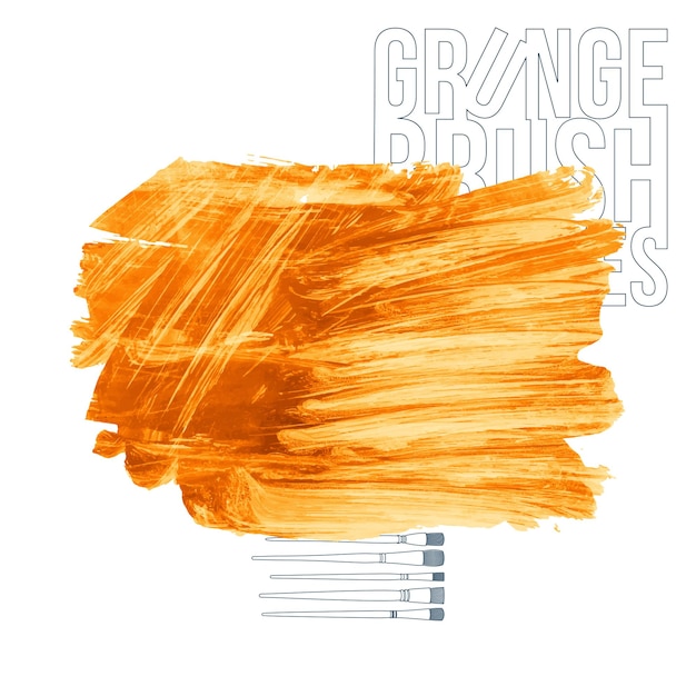 Orangefarbener Pinselstrich und Textur Grunge Vektor abstraktes handgemaltes Element