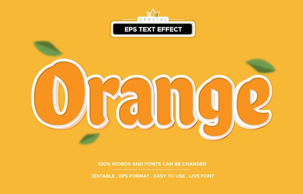 Vektor orangefarbener text-stil bearbeitbare texteffekte