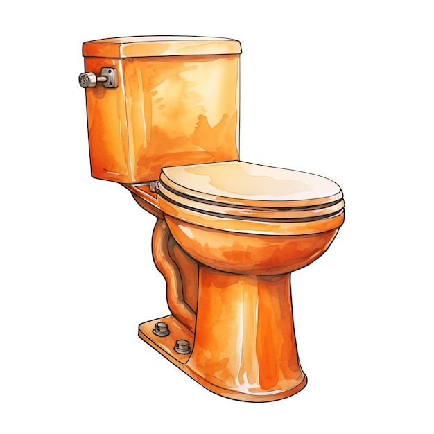 Vektor orangefarbener toiletten-aquarell-vektor-weißer hintergrund ist