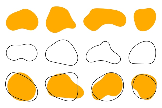 orangefarbener unregelmäßiger Fleck farbenfroher Schnitzel zufällige Flecken flache Vektorillustration isoliert