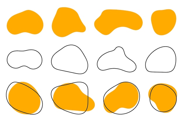 Vektor orangefarbener unregelmäßiger fleck farbenfroher schnitzel zufällige flecken flache vektorillustration isoliert