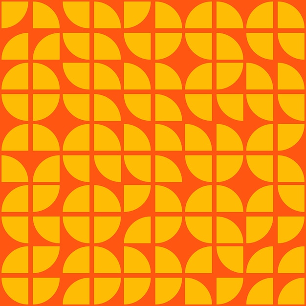 Orangefarbenes nahtloses Muster mit gelben geometrischen Formen
