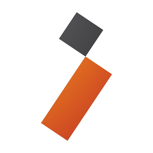 Vektor orangefarbenes und schwarzes buchstaben-i-symbol mit einem quadrat und einem rechteck