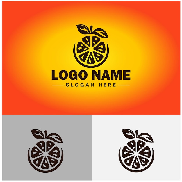 Orangen-symbol früchte saftige orangen bio-frucht gesund einzigartiges bauernhofszeichen symbol vektor-logo