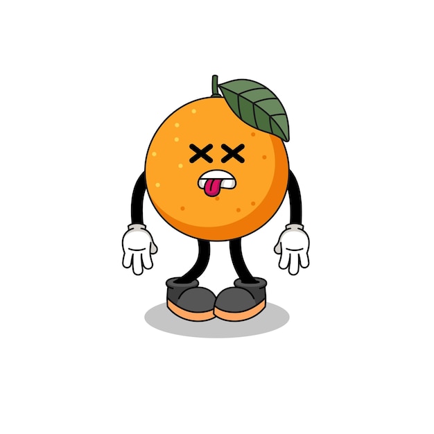 Vektor orangenfruchtmaskottchenillustration ist totes charakterdesign