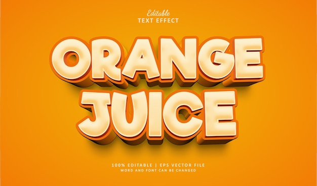 Vektor orangensaft bearbeitbare text-effekt-stil 3d fett-orange-thema sommerferien