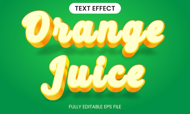Orangensaft bearbeitbarer 3d-texteffekt