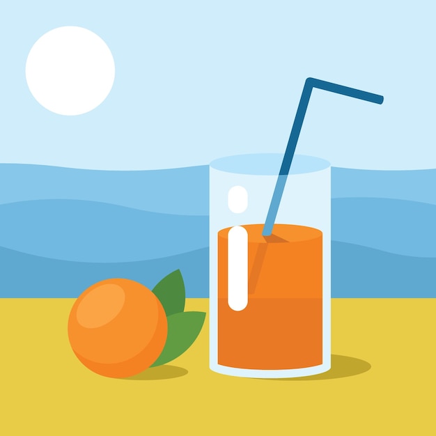 Vektor orangensaft-cocktail isolierter hintergrund