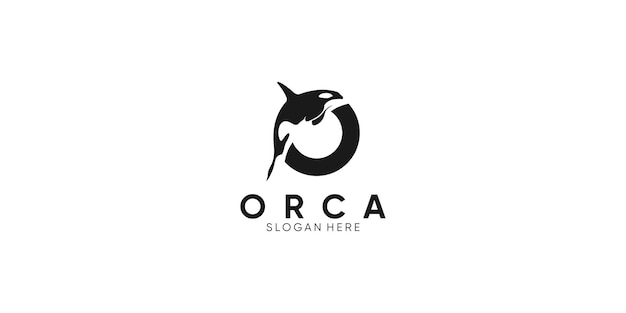 Vektor orca mit buchstabe o logo-design-vorlage
