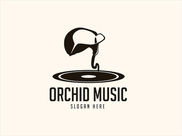 Orchideenmusik mit disc-instrument-logo-design