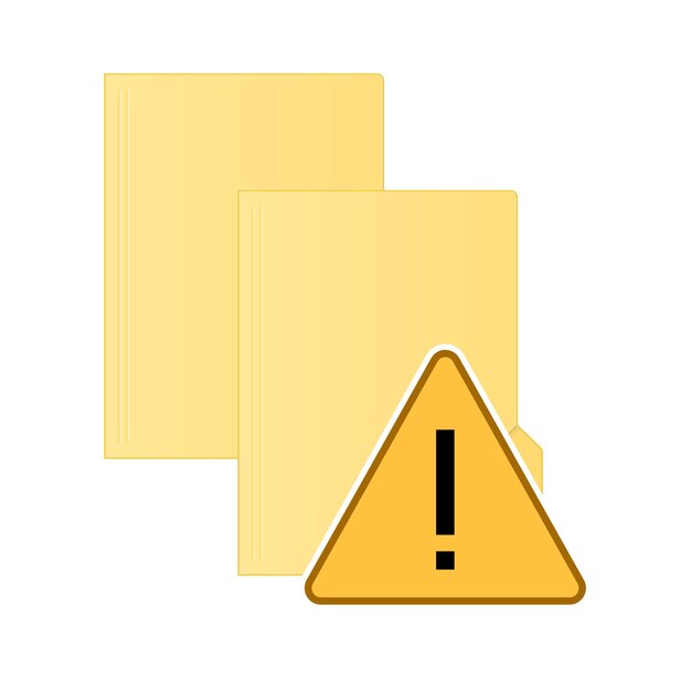Ordnersymbol für Dateicomputer mit auf weißem Hintergrund isoliertem Fehler Farbordner