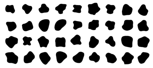 Organische blobs set-symbol zufällige schwarze würfel fallen einfache formen vektor-illustration.