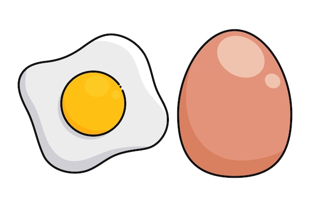 Organische braune Eier gebraten natürliche Protein Frühstück Zutat Cartoon-Illustration