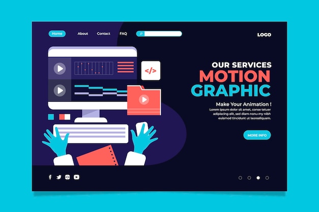 Organische flache Bewegungsgrafik-Landingpage-Vorlage